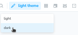 shows the theme button in the toobar!