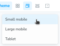 shows the button for change size of the preview in the toobar!